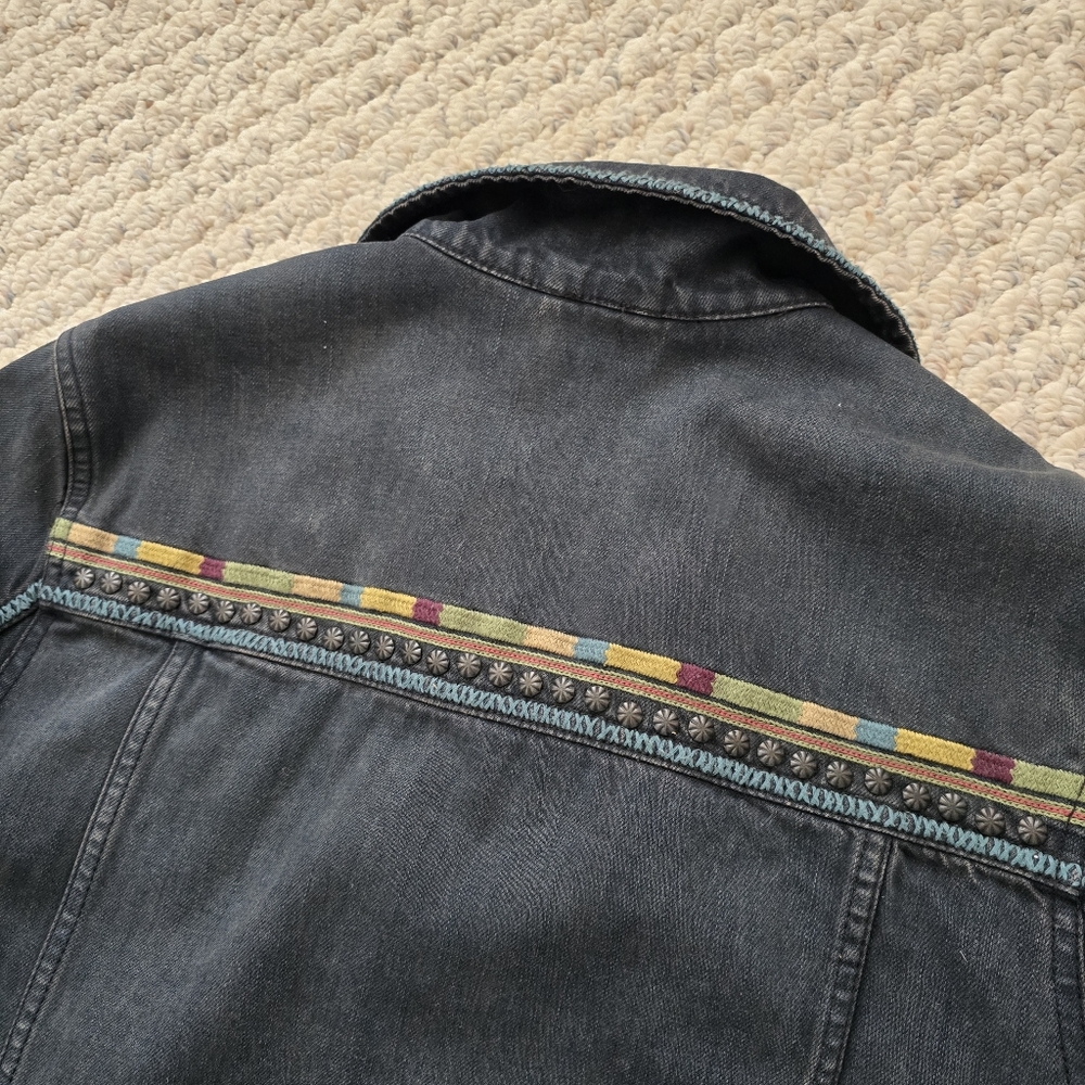 Free People Embellished Military Shirt Jacket Oversized Medium - Picture 15 of 16